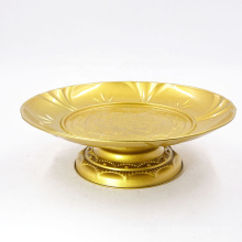 7.5inch round gold painted stainless steel fruit serving banquet plate